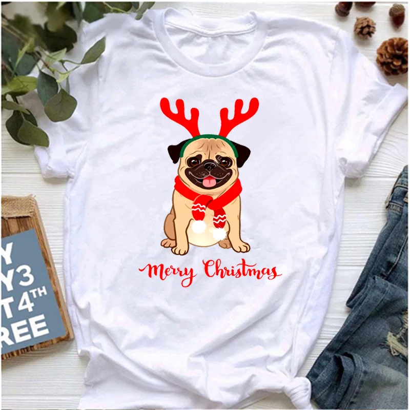 Camiseta с принтом собаки мопса для женщин Remera De манга Corta Ropa Ulzzang Harajuku Para Mujer - купить