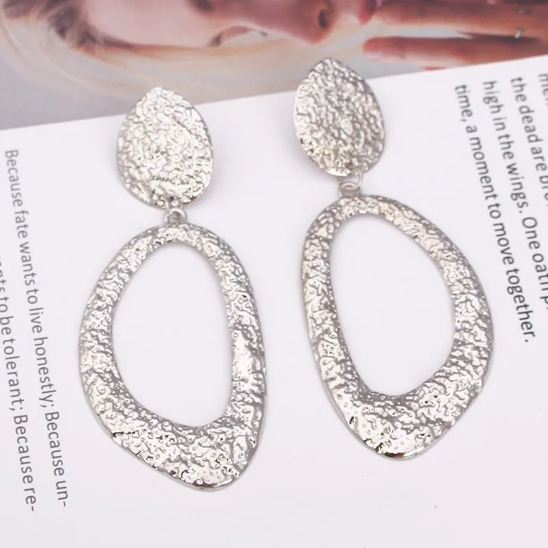 Новые модные геометрические металлические большие висячие серьги с