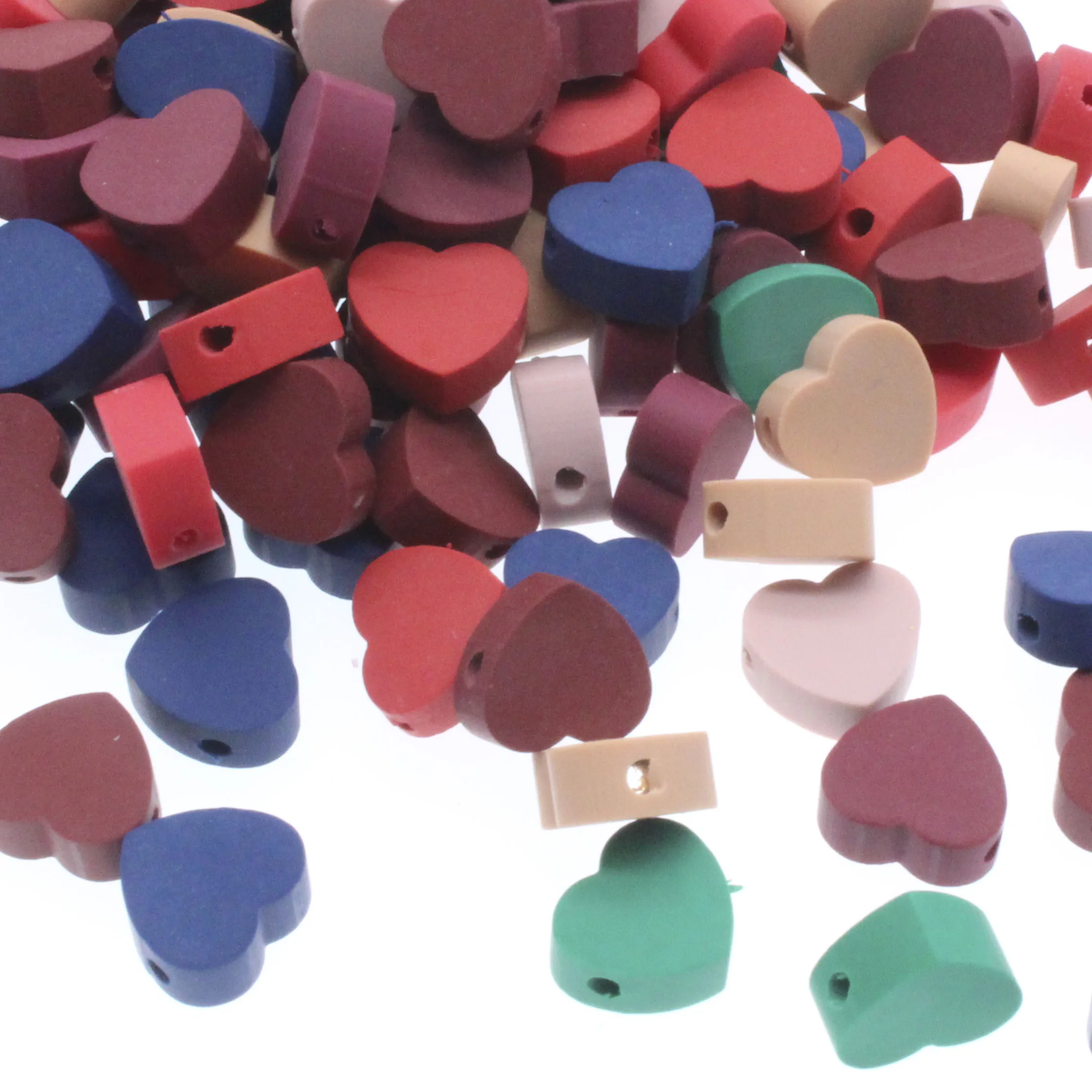 

CHONGAI 100Pcs Love Heart Shape Polymer Clay Spacer Loose Beads For DIY Bracelet Necklace Accessories 10mm