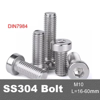 2 pcs m10162025303540455060 stainless steel 304 din7984 m10 bolt thin reduced cap allen hexagon hex socket head screw