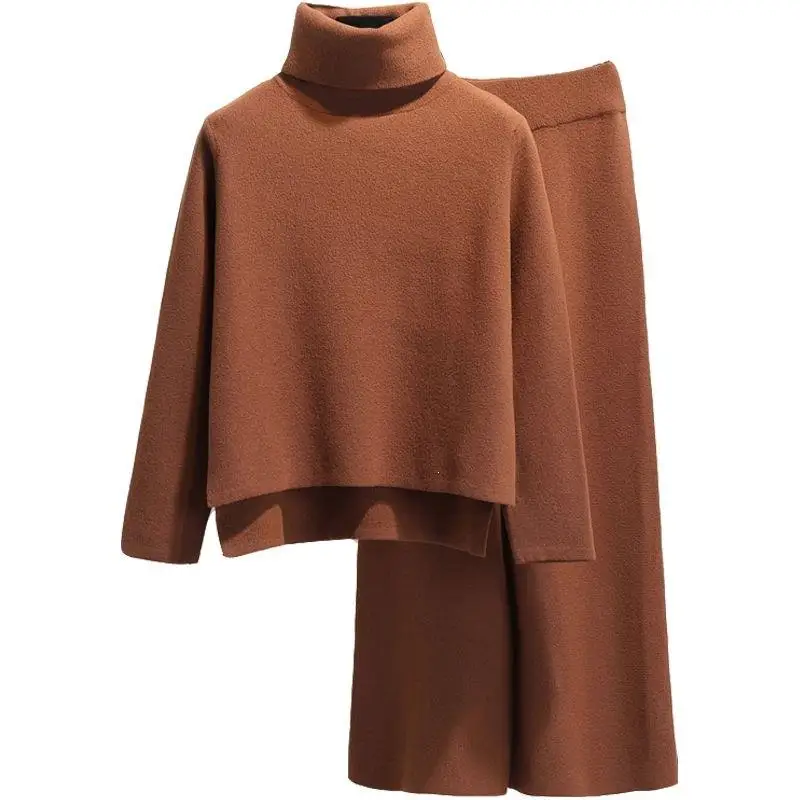 Комплекты из 2 предметов однотонные женские свитера с высоким воротом пуловеры