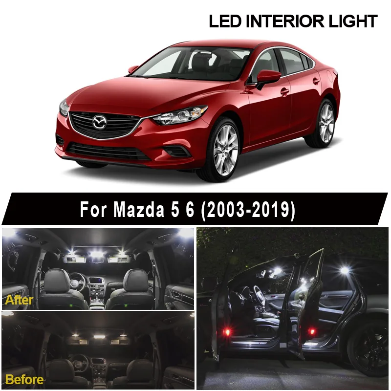 Белый светодиодный светильник Canbus для чтения без ошибок комплект Mazda 5 6 2003 2004 2005