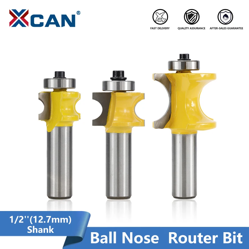 

XCAN Bullnose Router Bit 1/2''(12.7mm) Shank Ball Nose End Mill Wood Radius Milling Cutters Wood Concaving Edging Router Bit