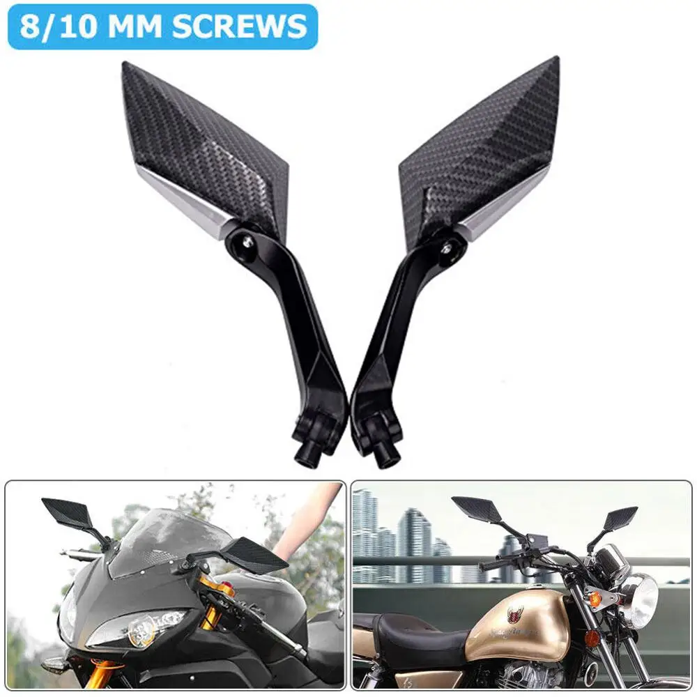 

2 Pcs Motorcycle Handle Bar End Mirrors Bike/Motorbike Rear View 8/10MM Universal Motorbike Modified Snakeskin Pattern Rear View