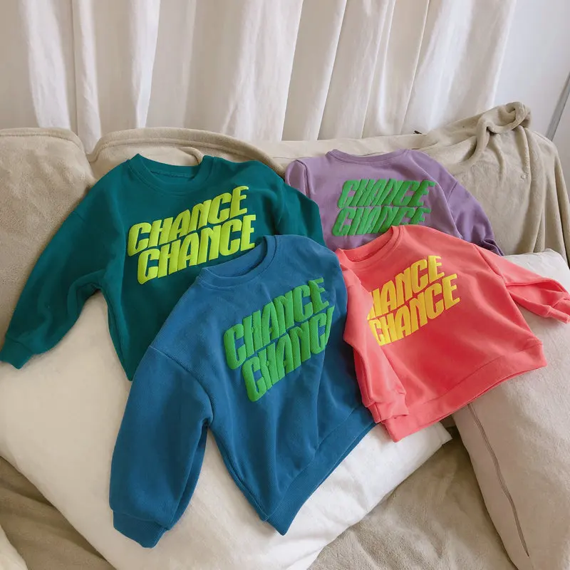 Толстовка для мальчиков и девочек с буквенным принтом хлопковые топы длинными