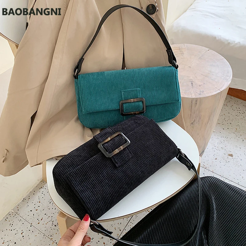 Ретро сумка в форме багета на плечо женская дизайнерская простая из