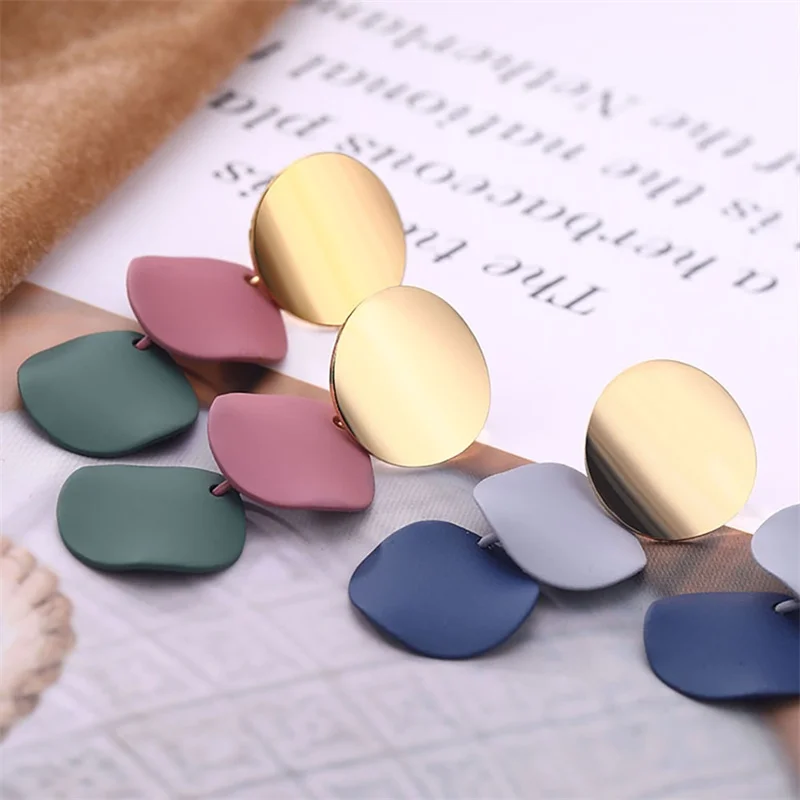 2020 Korean Round Colorful Alloy Drop Earrings for Women Geometric Statement 2 Color Jewelry Gifts | Украшения и аксессуары