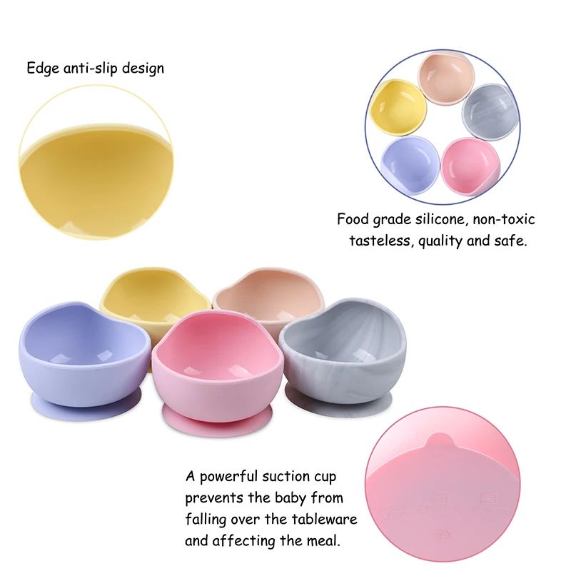 

Silicone Child Feeding Plate Bowl Spoon Slip-Resistant Suction Gravity Bowl BPA Free Kids Dishes Food Dinnerware Tableware Sets