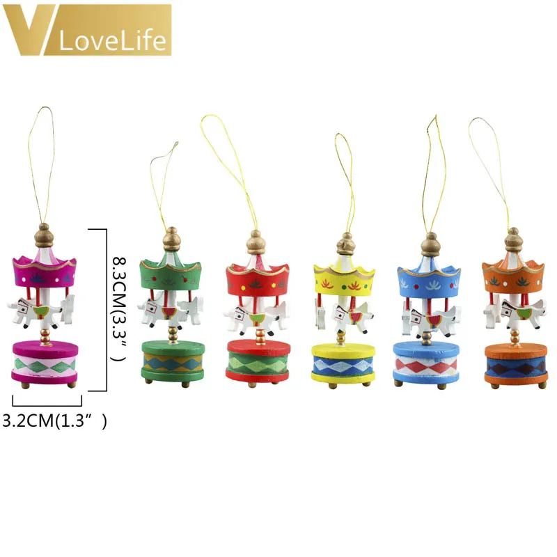 6 шт. Рождественская деревянная лошадь Карусель елочные украшения