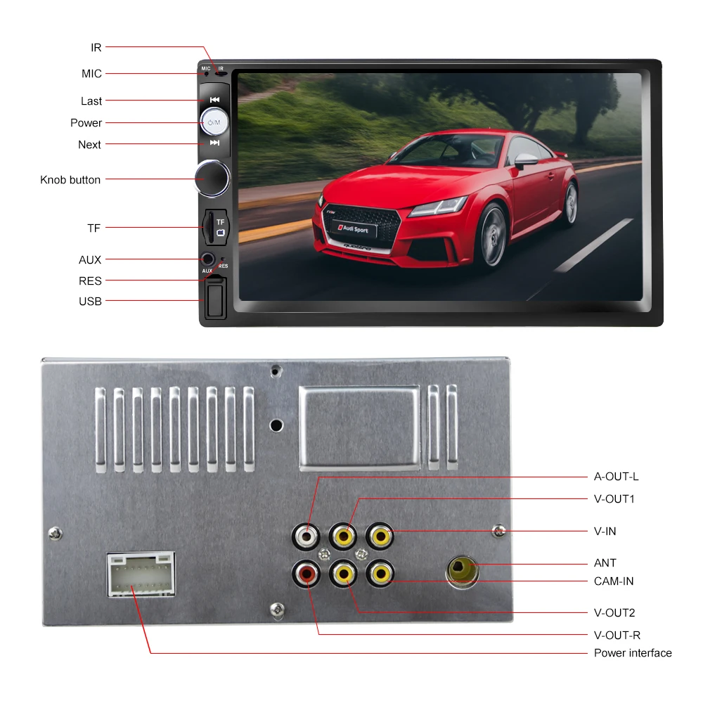 Автомагнитола Podofo мультимедийный плеер с 7 &quotсенсорным экраном MP5 Bluetooth USB TF FM