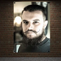 mens popular hairstyle beard barber shop poster signboard tapestry banner flag wall art wall sticker background hanging cloth e