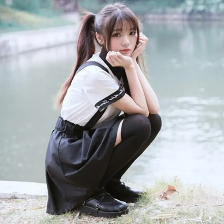 

Rose embroidery detachable lolita sets overalls/strap skirt+white shirt kawaii girl preppy style gothic lolita sets loli cos