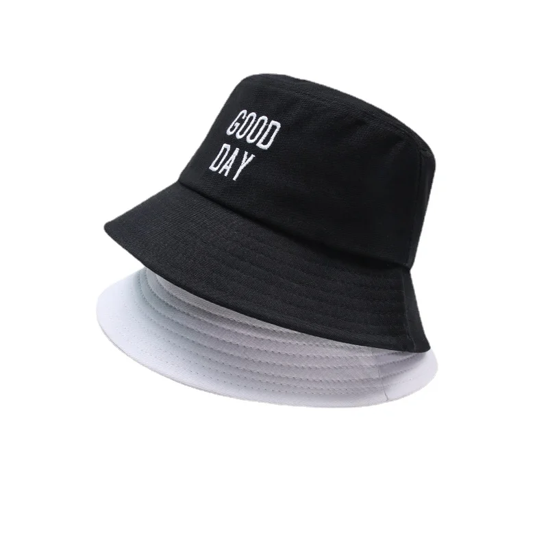 

Embroidery Letter GOOD DAY Bucket Hat Women Men Cotton Fashion Fall Winter Panama Cap Kpop Fishing Hats White Black Bonnet Bob