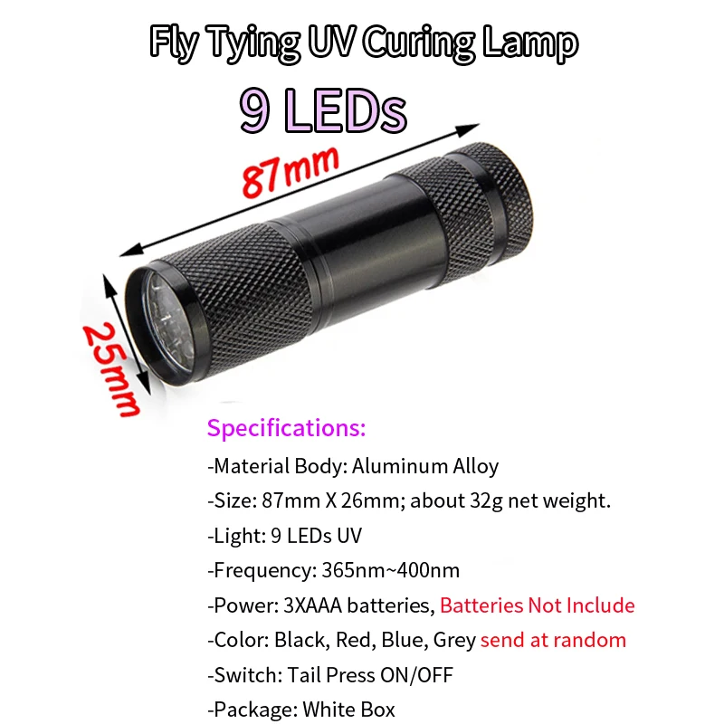 Wifreo 9/21 LEDs Fly Tying UV Curing Lamp Torch / Flashlight for Fly Fishing Flies Epoxy Curing Finish Tool Fly Tying Tools