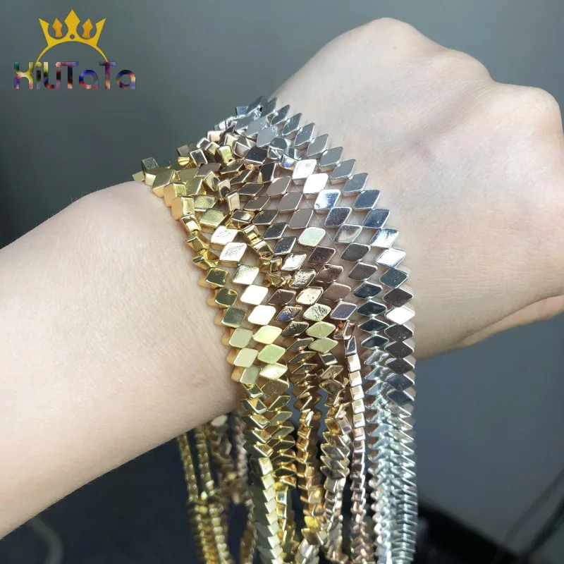 6*4 мм Ромбовидные Бусины Из Натурального Гематита цвета розового золота серебра