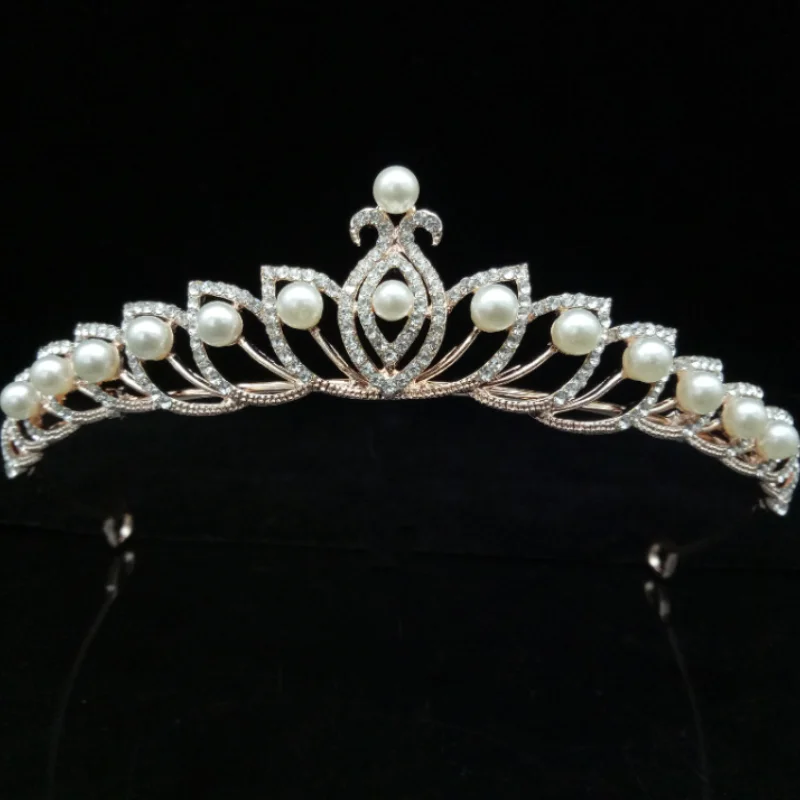 Свадебные украшения простая Свадебная жемчужная корона тиара роскошные стразы