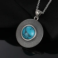 vintage silver 925 stertling necklace natural turquoise stone vintage jewelry for women daily wear gift