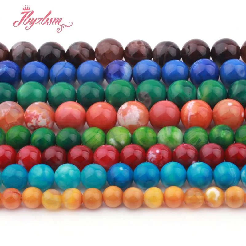 

6/8/10mm Natural Smooth Round Cracked Agates Stone Beads Loose Spacer For DIY Necklace Bracelet Jewelry Making Strand 15"