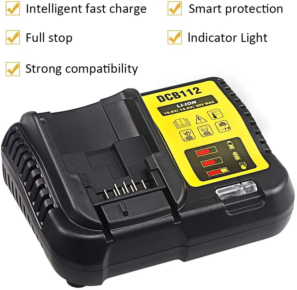dcb112 replacement li ion battery charger for dewalt 12 v 14 4v 18v lithium cells battery charger best price free global shipping