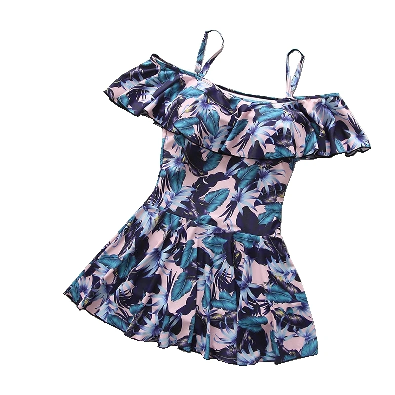 

Korean Style Simple WOMEN'S Swimsuit Dress-Boxer Slimming Cover Belly Spa Vacation Swimwear European and American Swimsuit