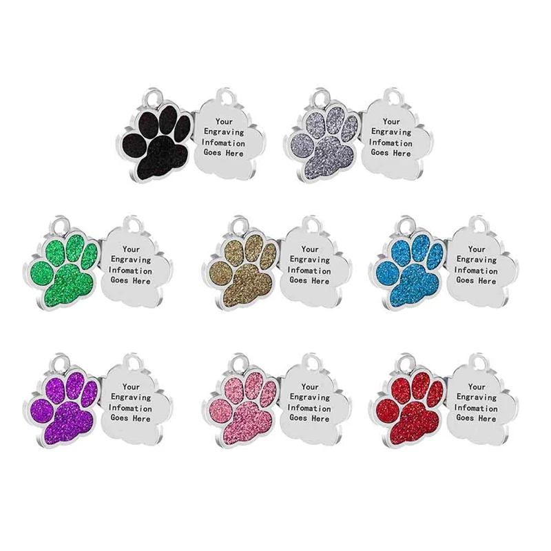 

Custom Dog Tag Engraved Pet Dog Collar Accessories Personalized Cat Puppy ID Tag Stainless Steel Paw Name Tags Pendant Anti-lost