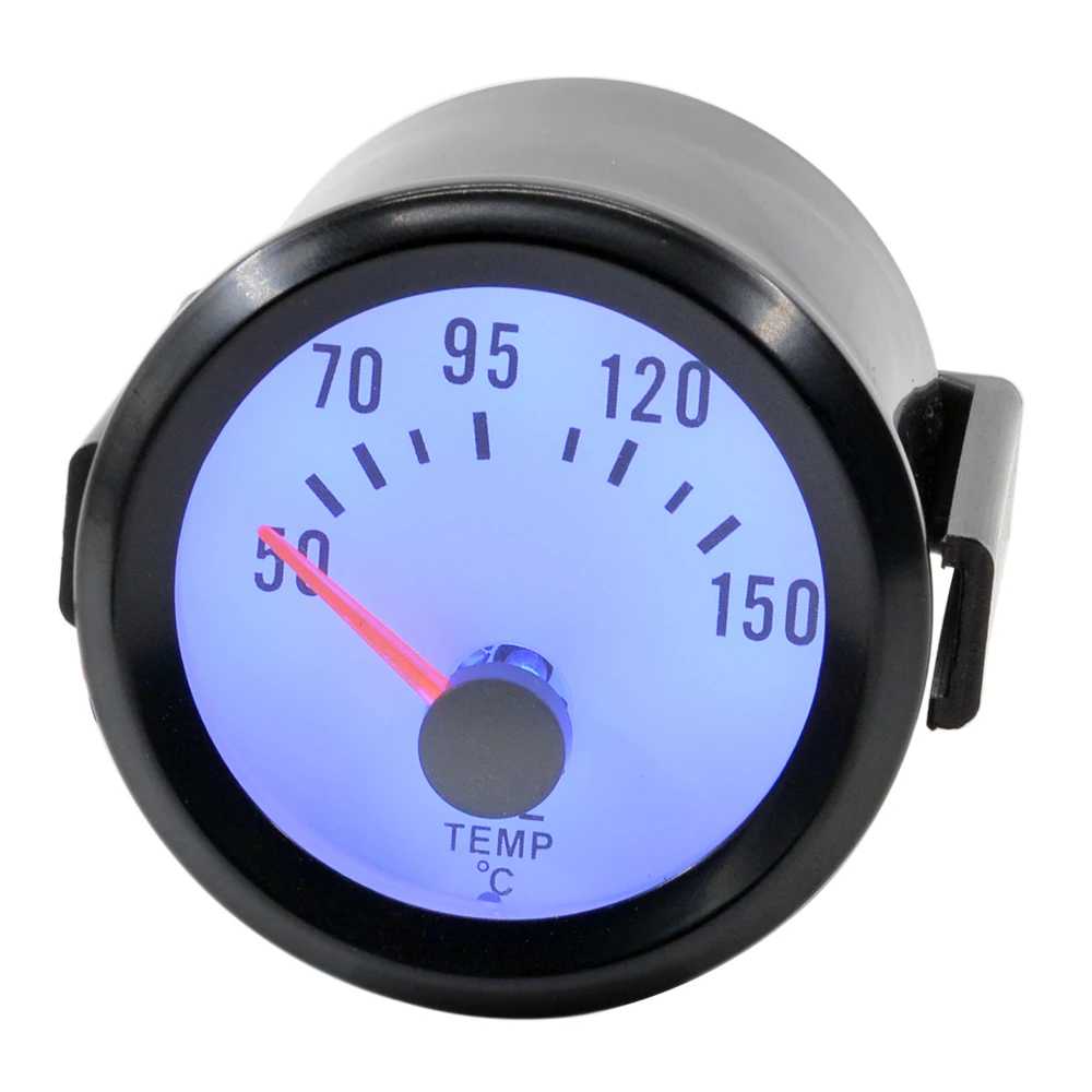 Датчик температуры масла Dragon 52 мм в черном корпусе измеритель с синей подсветкой