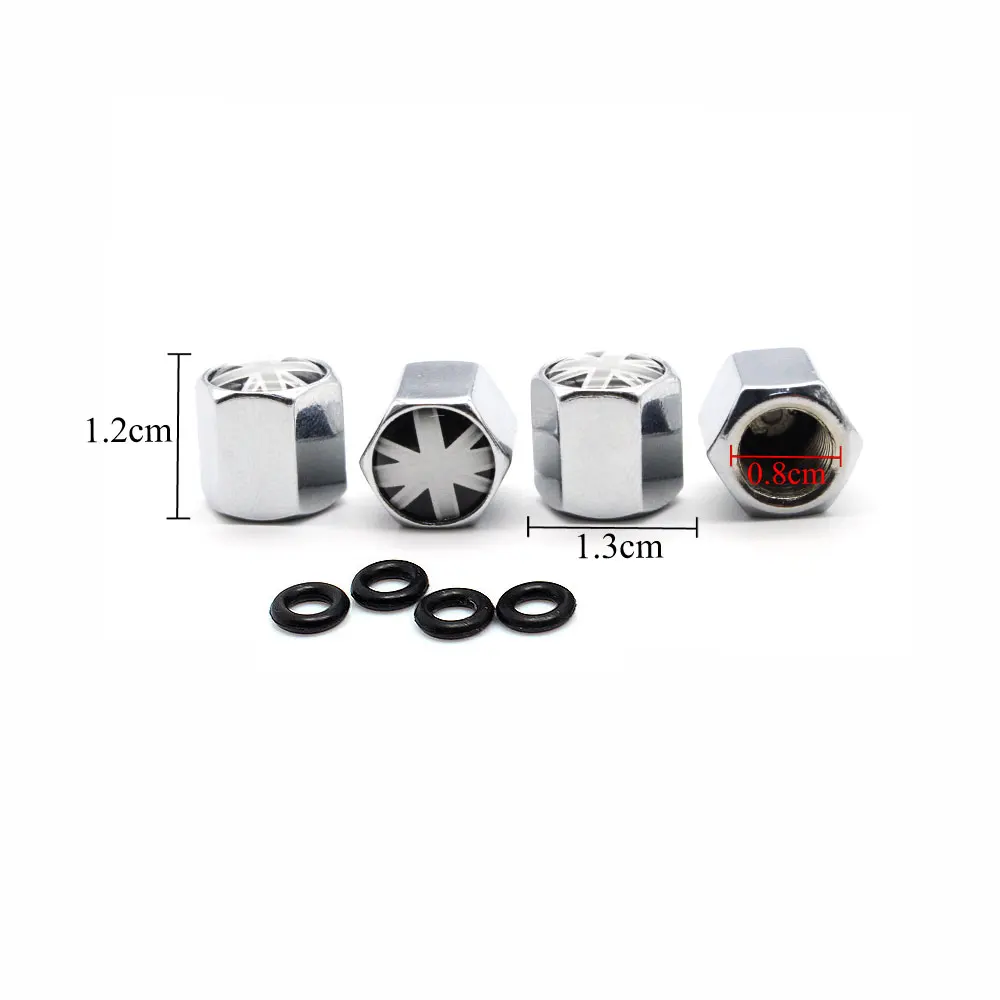 4 Pcs/Set Zinc Alloy England Flag Style Tire Valve Stem Cap Wheel Air Caps for Auto Cars | Автомобили и мотоциклы
