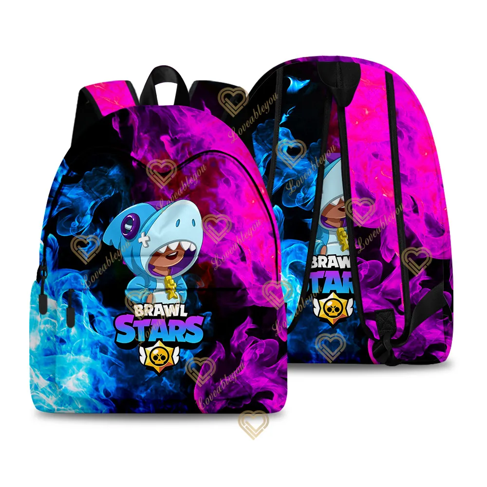 

Printed Shark Leon Luminous Game Bag Stars Kid School Bag Cartoon Student Travel Primary School Book Bag Teenage Backpack