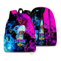printed shark leon luminous game bag stars kid school bag cartoon student travel primary school book bag teenage backpack
