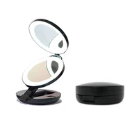 led lights mirror three folding 5x magnification makeup mirror compact stand hand cosmetic mirror woman pocket mirrors make up