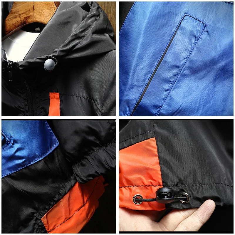 

5XL Patchwork Windbreaker Man Streetwear Sport Windbreaker Men's Jackets Outdoor Bomber Jacket Men Coats 2020 Summer Clothing