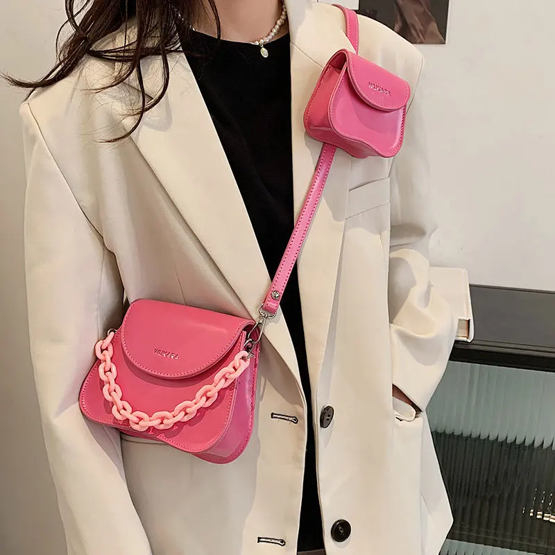 

Female Bag 2021 Summer New Fashion Acrylic Child and Mother Chain Handbag Single Shoulder Bag Cross-body Bag for Lady