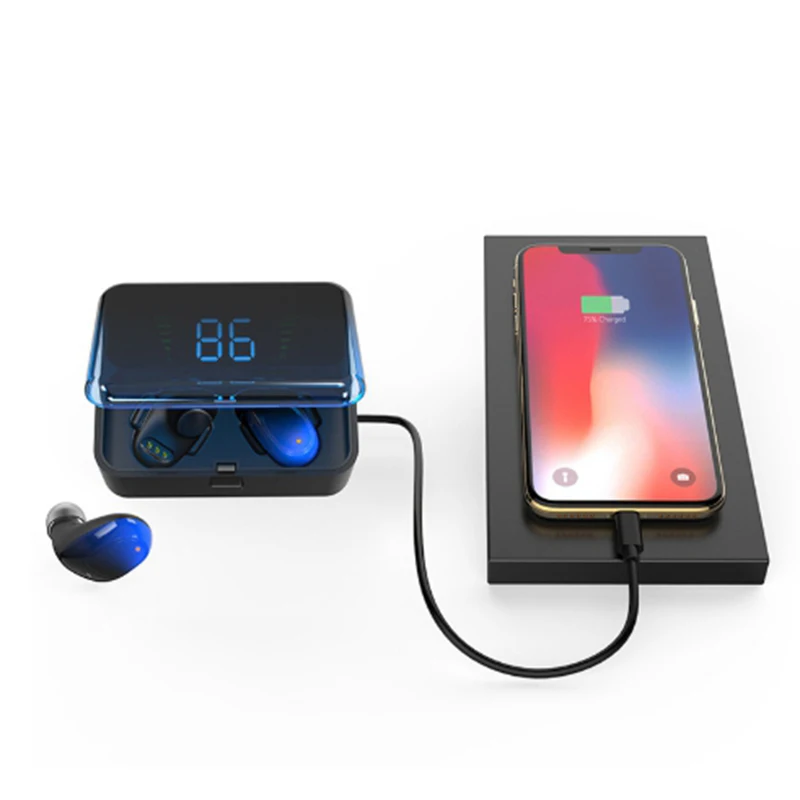 ES01 беспроводные наушники TWS Bluetooth гарнитура 5 0 контакт HD стерео (синий) |