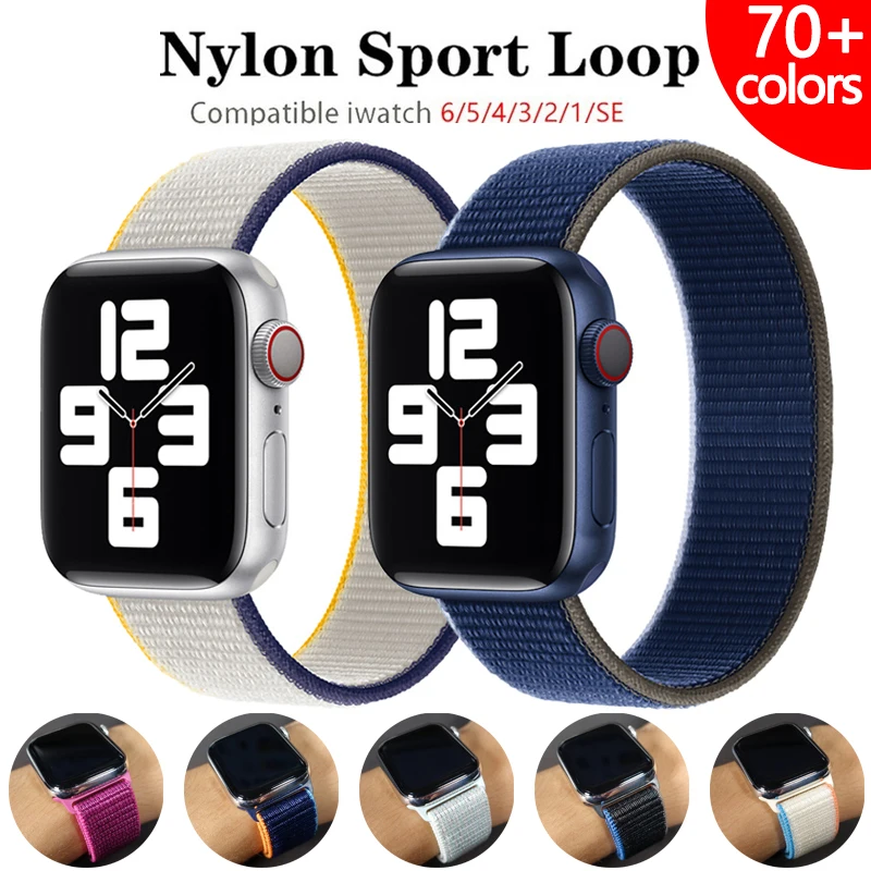 

Nylon loop Strap for Apple Watch band 44mm 40mm 42mm 38mm 44 mm Accessories Smartwatch watchband bracelet iWatch 3 4 5 6 se band