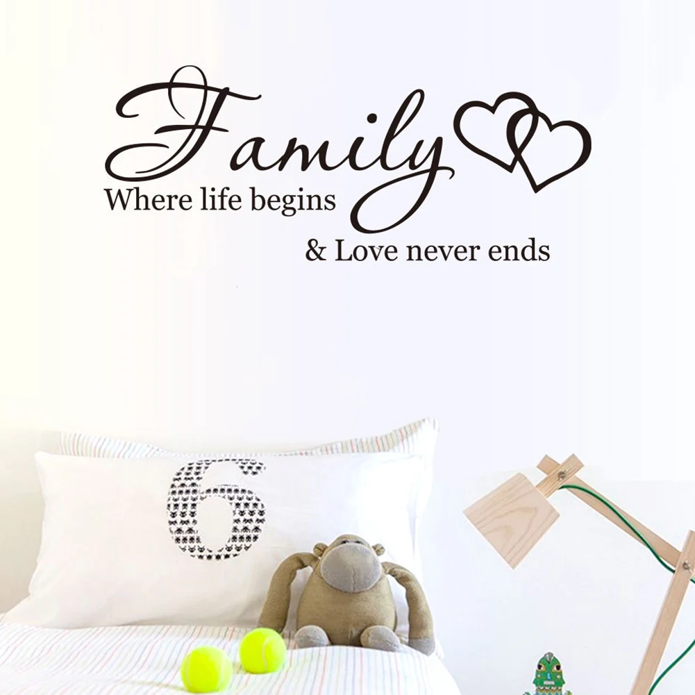 Easy Apply DIY Removable Modern Art Living Room Adhesive Home Family Letter Flat Black Window Mural Bedroom Decor | Дом и сад