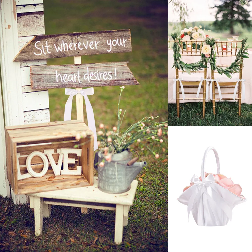 

OUNONA 50pcs Silk Ribbon Bows Bow-knot Wedding Cars End Gift Wrap Floristry Wedding Favor Party Decoration