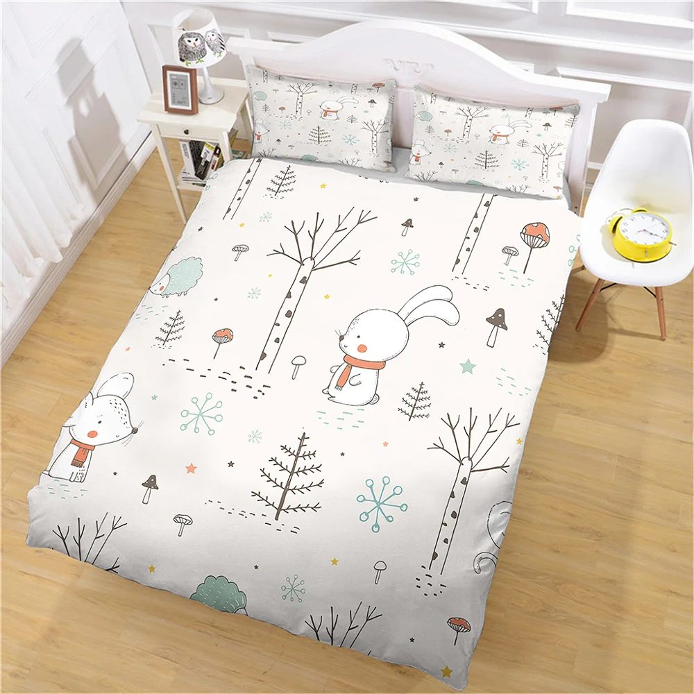 

Bedding Sets Sale Duvet Cover Home Textile Cute Rabbit and Mouse Kids Health Soft Luxury Full Size Comforter Designer Custom
