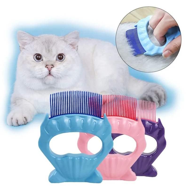 

Pet Hair Deshedding Brush Comb Cat Groomer for Cat Grooming Tool Ear Shape Shell Hair Removal Comb Hair Cleaning Tools 3 Colors