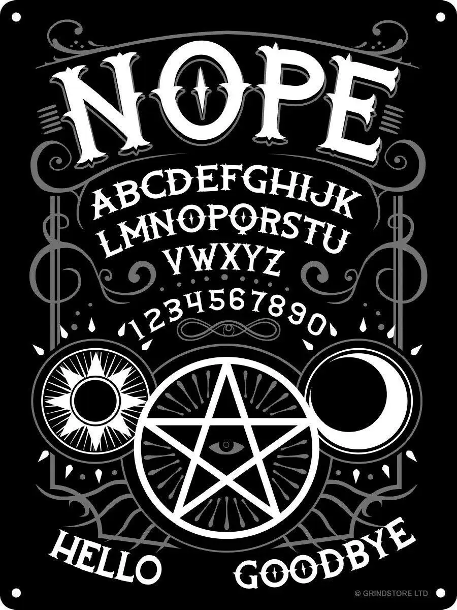 

Nope Ouija Black Retro Wall Home Bar Pub Vintage Cafe Decor, 8x12 Inch