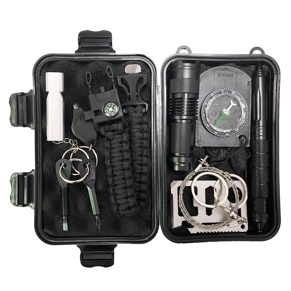 

Набор для выживания, миниатюрный набор инструментов в стиле милитари для путешествий, кемпинга, экстренный многофункциональный браслет со ...