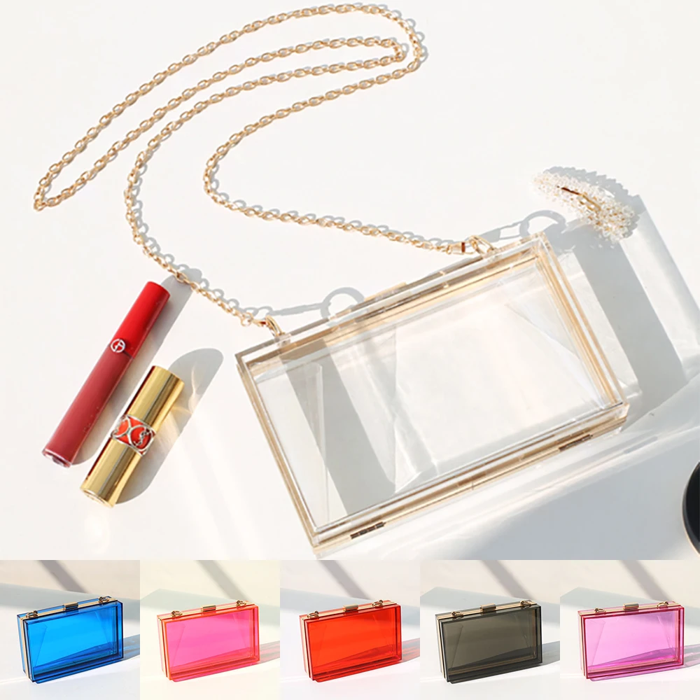 

Women Acrylic Bag Transparent Box Bag Clear Tote Bag Party Purse Evening Bags Fashion Chain Handbag