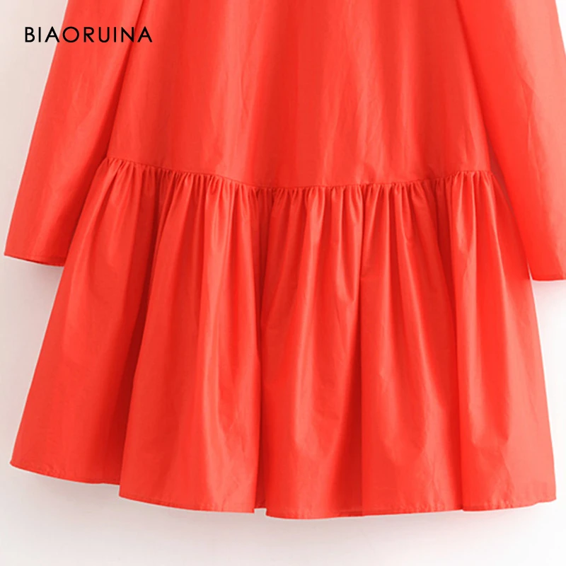 Женское ТРАПЕЦИЕВИДНОЕ ПЛАТЬЕ BIAORUINA красное повседневное свободное платье с