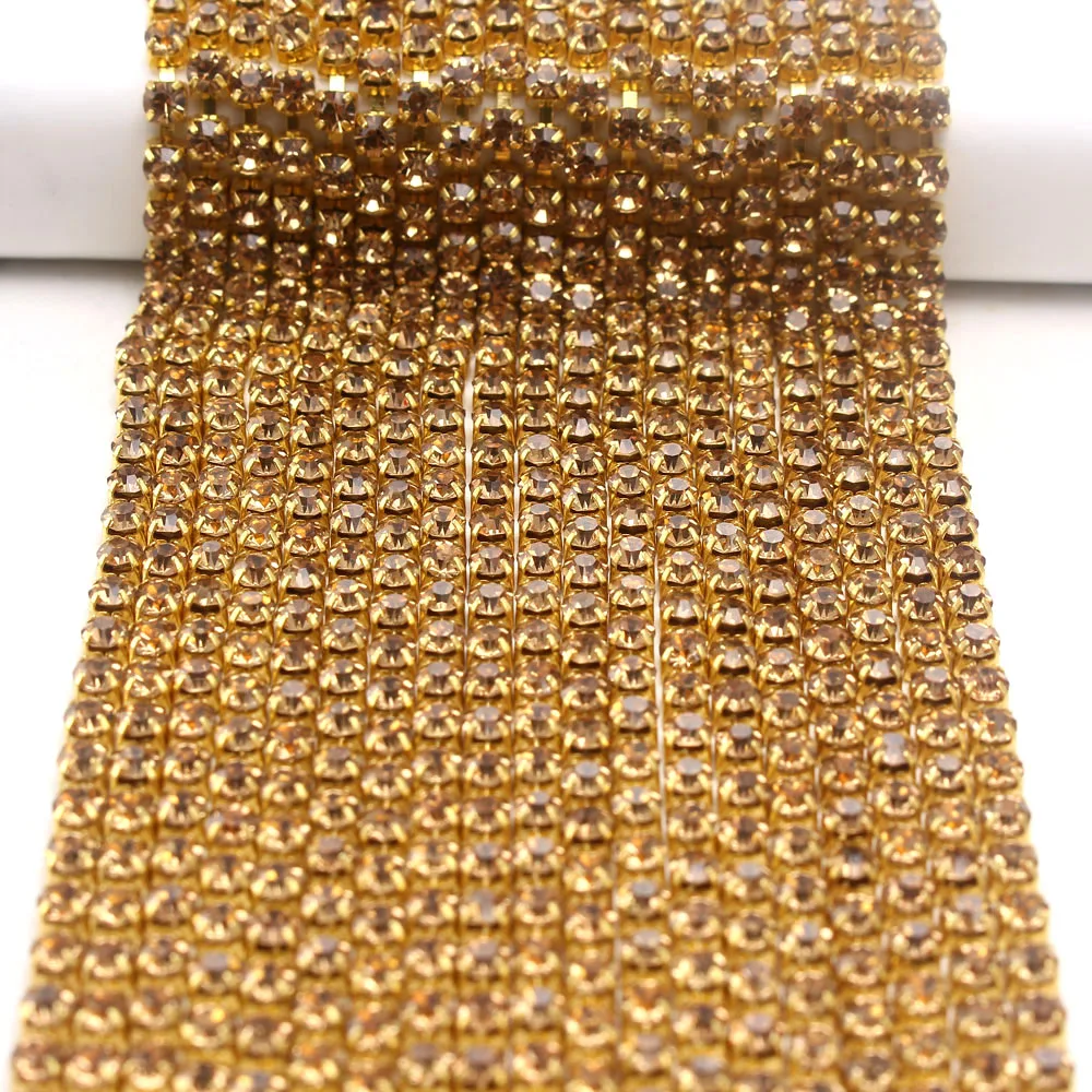 10Yard Topaz Yellow Claw Crystal Rhinestones Chain Gradient DIY Dense Gold Base Rhineston For Garment&ampBag Art Decoration | Дом и сад