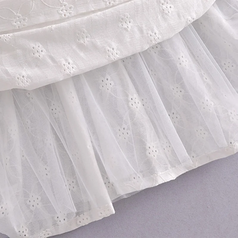

Sweet white embroidery midi dress feminine short-sleeve lantern elegant 2021 dresses will see the line drooled dress party