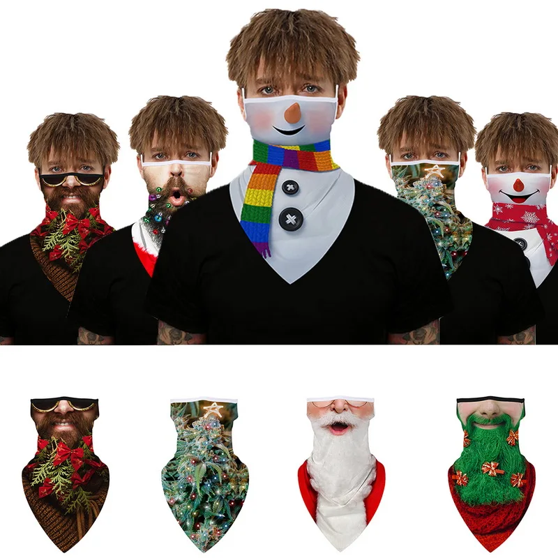 Бесшовный спортивный шарф с рождественским принтом для ушей шарф-труба шеи гетры