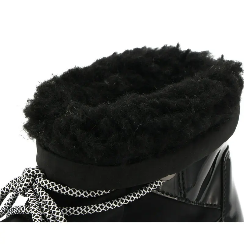 Женские ботинки на нескользящей подошве BUFFIE черные теплые из 50% шерсти с мехом