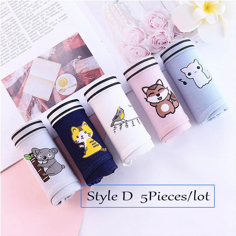 Style D Хлопковые трусики, женское нижнее белье, 5 шт./лот, сексуальные трусы, женские трусы с рисунком, женские трусики, женские трусики, интимные трусы, Прямая поставка - Цвет: Style D