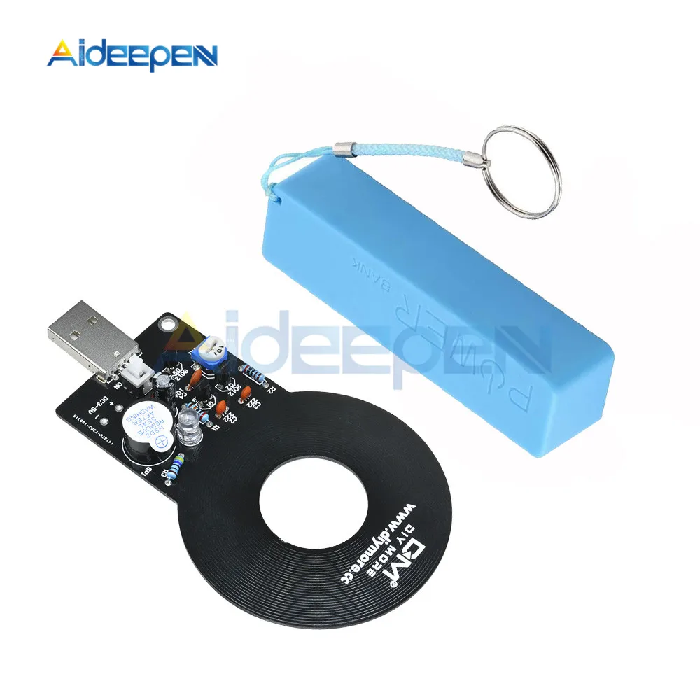 Detector Blue Case Детектор металла Комплект DC 3 V-5 V 60 мм детектив Бесконтактный Сенсор модуль с 18650 USB Мощность банка коробки DIY Kit детектор металла искатель - Цвет: Detector Blue Case