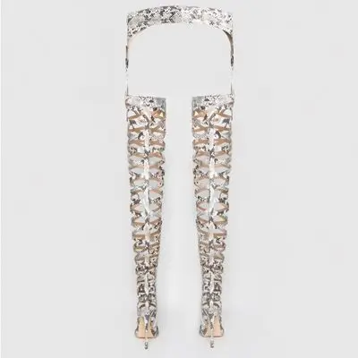 Сапоги женские из искусственной кожи на высоком каблуке со шнуровкой | Обувь