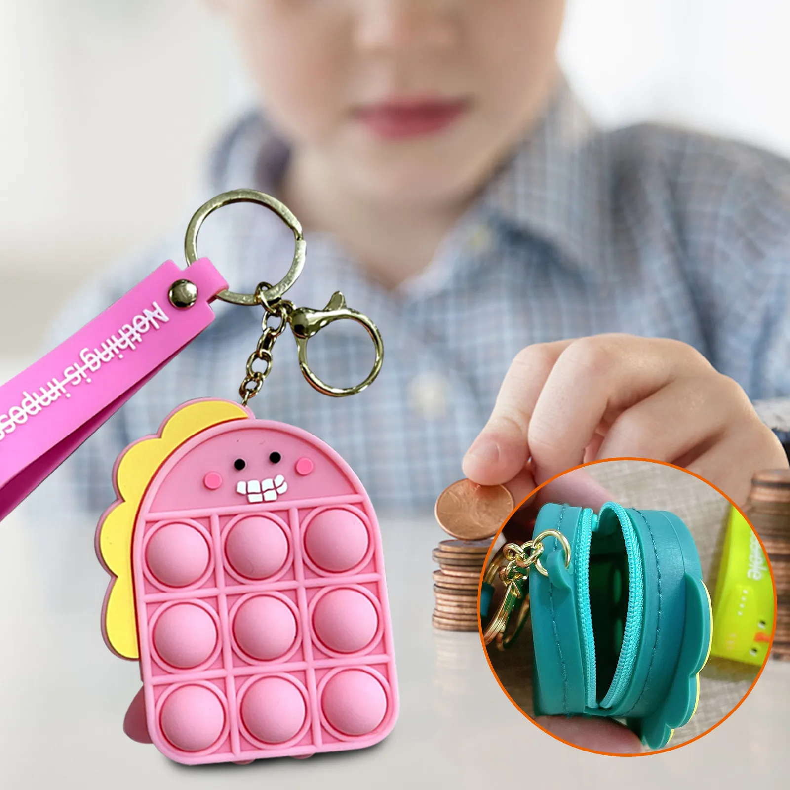 Фиджет-брелок кошелек для монет коробка хранения пузырьков на кончик пальца |